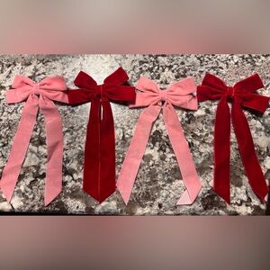 NIB Velvet Red Pink Claw Clasp Bows.